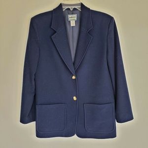 Vintage Women's 1990s Pendleton Navy Blue Wool Blazer Small Made in USA